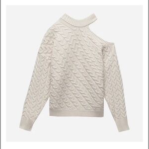 Zara Off-Shoulder Cream Cable Knit Sweater